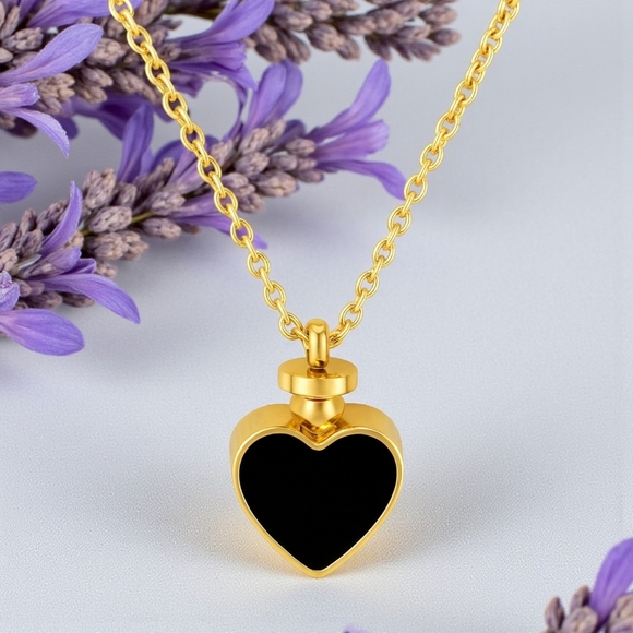 🆕️ 18K Gold Plated Reversible Heart Charm Stainless Steel Dainty Necklace 🤍🖤 - Picture 6 of 12